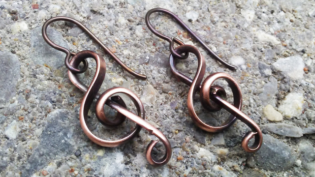 Copper Treble Clef Earrings